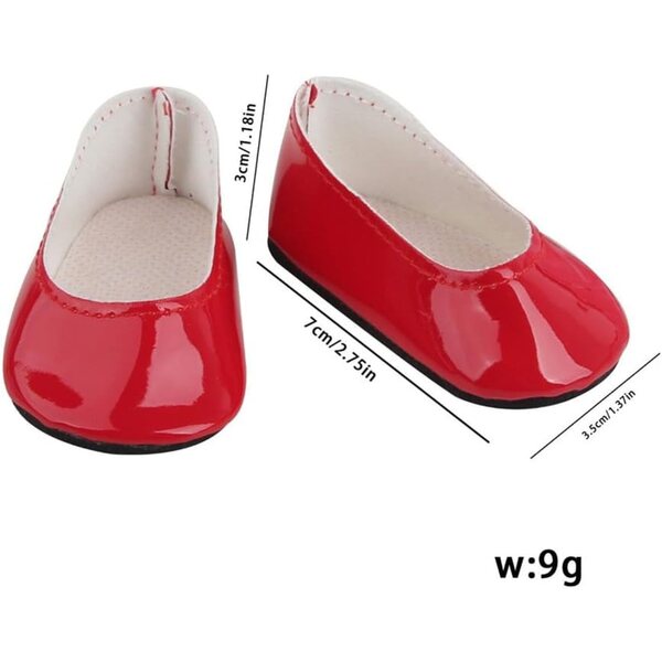 Lederschuhe für 46 cm große Puppen – weiße flache Schuhe für amerikanische Puppen