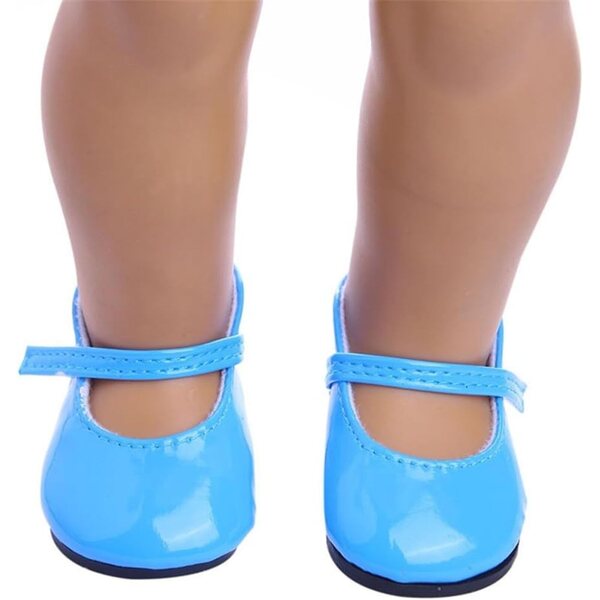 Blaue Lederschuhe für 46 cm große Puppen – elegante und widerstandsfähige flache Schuhe