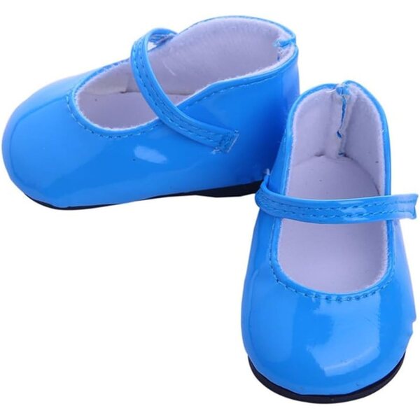 Blaue Lederschuhe für 46 cm große Puppen – elegante und widerstandsfähige flache Schuhe