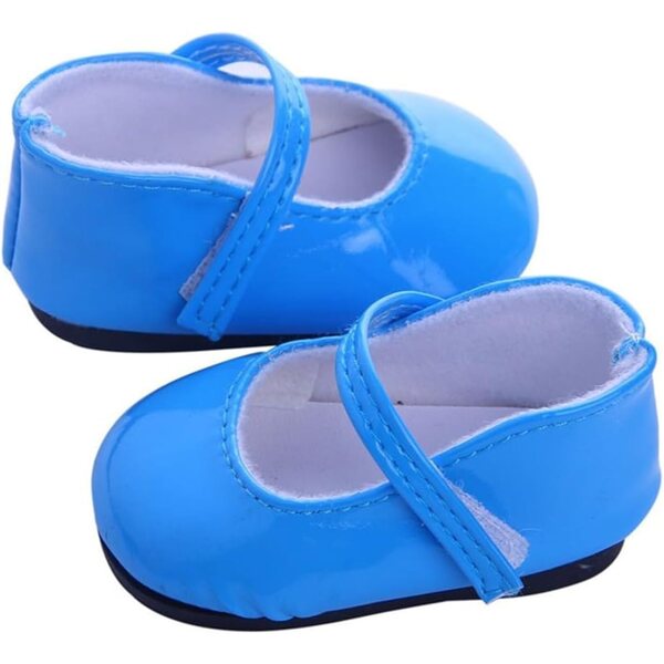 Blaue Lederschuhe für 46 cm große Puppen – elegante und widerstandsfähige flache Schuhe