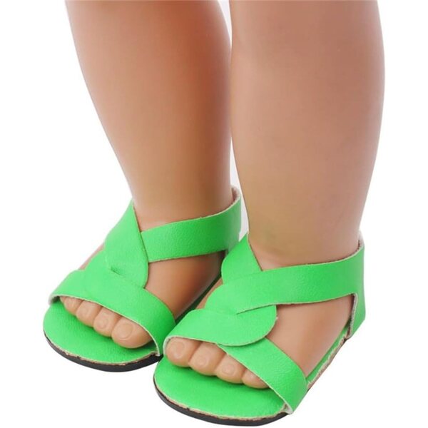 Grüne Plateausandalen für 46-cm-Puppen. Elegantes und widerstandsfähiges Zubehör