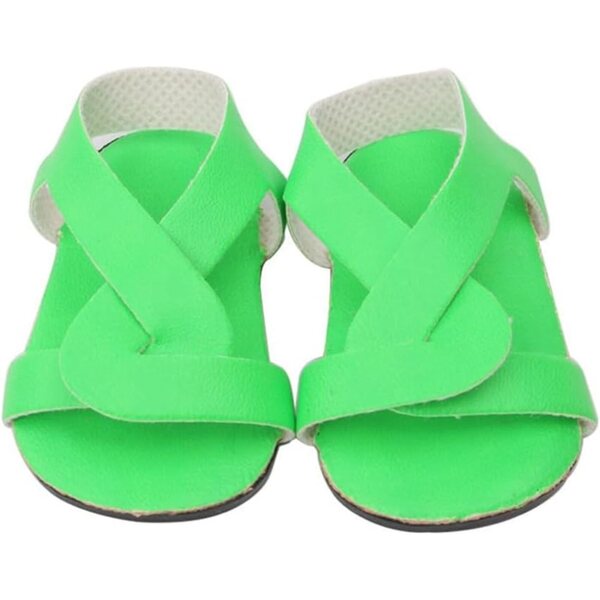 Grüne Plateausandalen für 46-cm-Puppen. Elegantes und widerstandsfähiges Zubehör