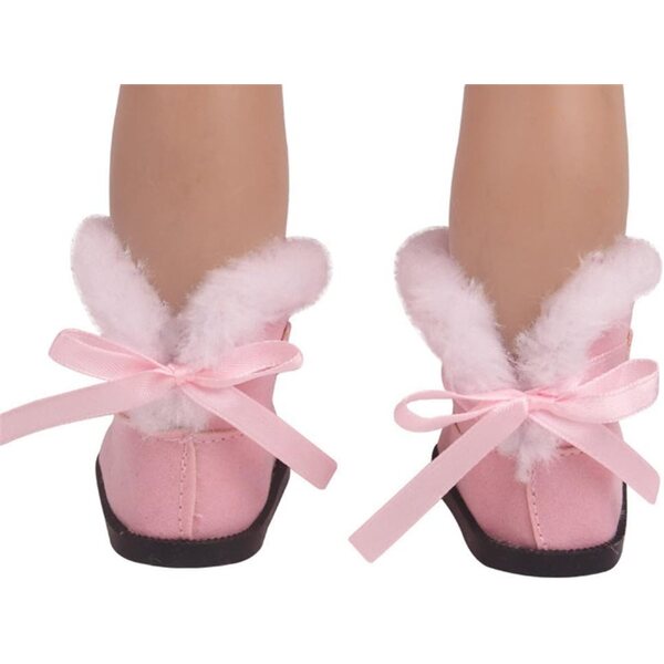 Rosa Plüschstiefel für 45–46 cm große Puppen, Schuhe mit Schnürsenkeln für amerikanische Puppen