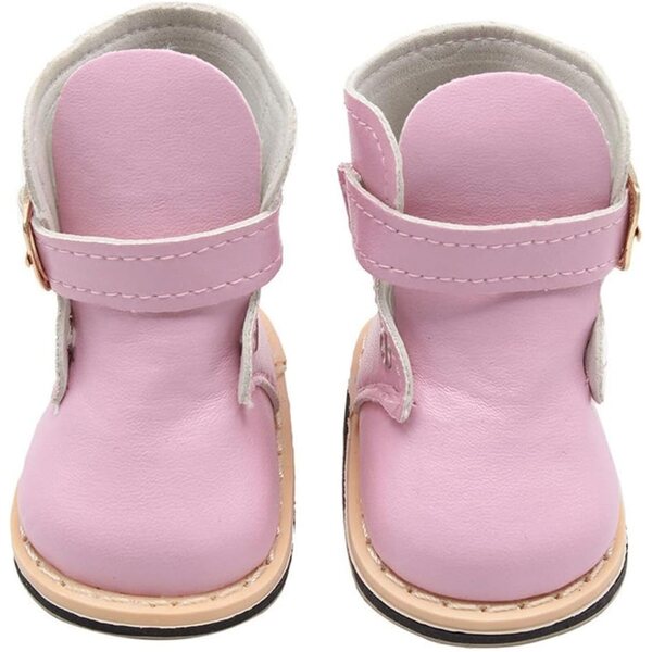 Lederstiefel für 46 cm große Puppen mit rosa Schnalle – Puppenkostüm-Zubehör