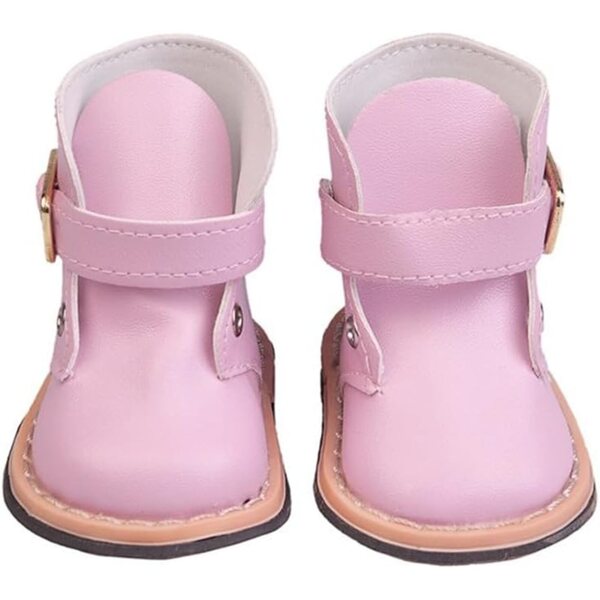 Lederstiefel für 46 cm große Puppen mit rosa Schnalle – Puppenkostüm-Zubehör