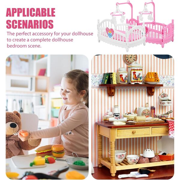 Mini Culle per Casa delle Bambole WEKAMOS, Set 2 Pezzi in ABS Multicolore Realistici