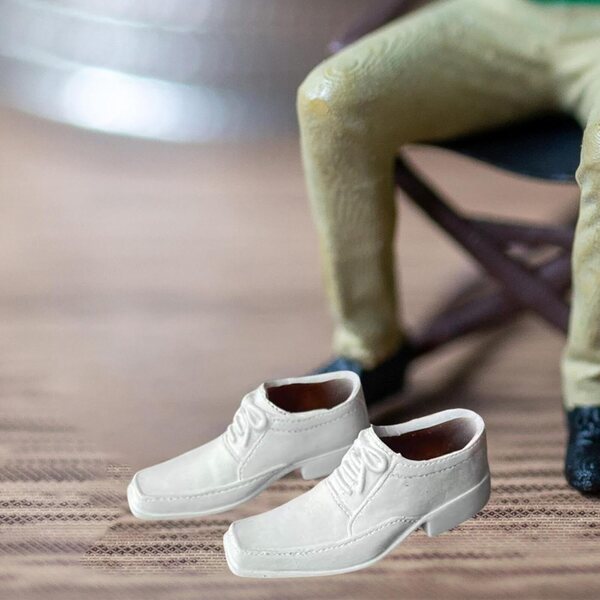 1/6 Schuhe Miniatur für männliche Figuren 30 cm – Elegantes weißes Kostümzubehör