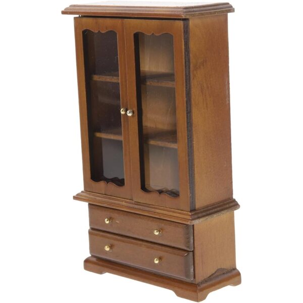 Mini libreria 1/12 in legno e vetro con doppia porta per casa delle bambole