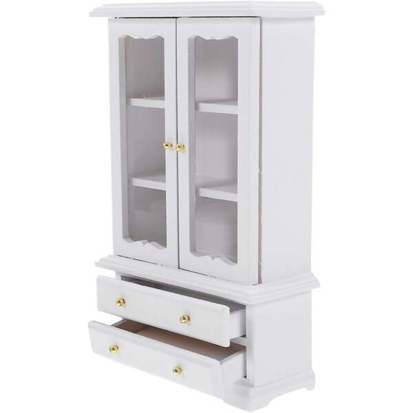 Mini libreria bianca in legno per casa delle bambole, mobiletto portaoggetti 15,5x9,5x4 cm