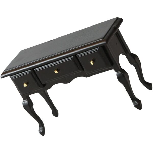 ORFOFE Mini Scrivania in Legno Nero per Casa delle Bambole 10,5x7x4 cm