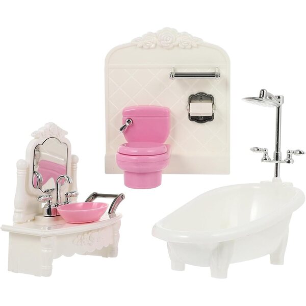 Alasum Miniatur-Badezimmerzubehör-Set für Puppenhäuser aus farbigem Kunststoff
