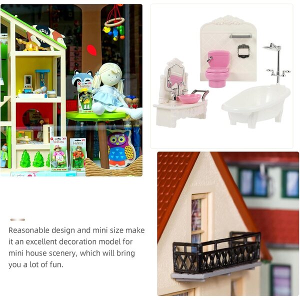 Alasum Miniatur-Badezimmerzubehör-Set für Puppenhäuser aus farbigem Kunststoff