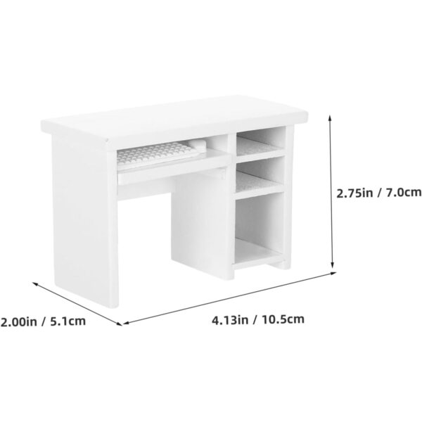 YARNOW Scrivania Miniatura Casa delle Bambole Bianca in Legno, Set 12 Pezzi 1:12