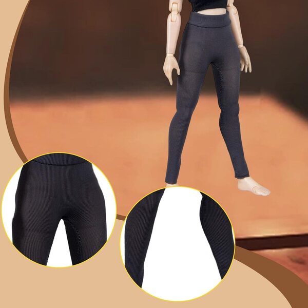 Elastische Hose für 1/12 weibliche Figuren, realistische dunkelgraue Leggings