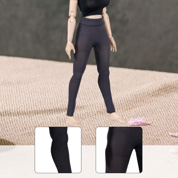 Elastische Hose für 1/12 weibliche Figuren, realistische dunkelgraue Leggings