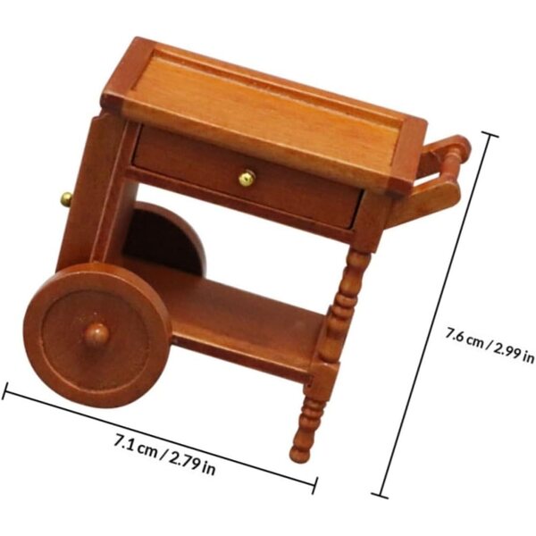 Carrello in Legno Miniatura per Case delle Bambole, Decorazione Realistica 7,6x7,1x5,2 cm