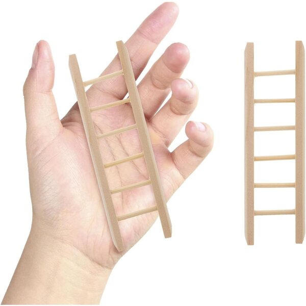 Mini-Treppe aus natürlichem Holz, 2-teilig, für Puppenhaus, leichtes und dekoratives Zubehör