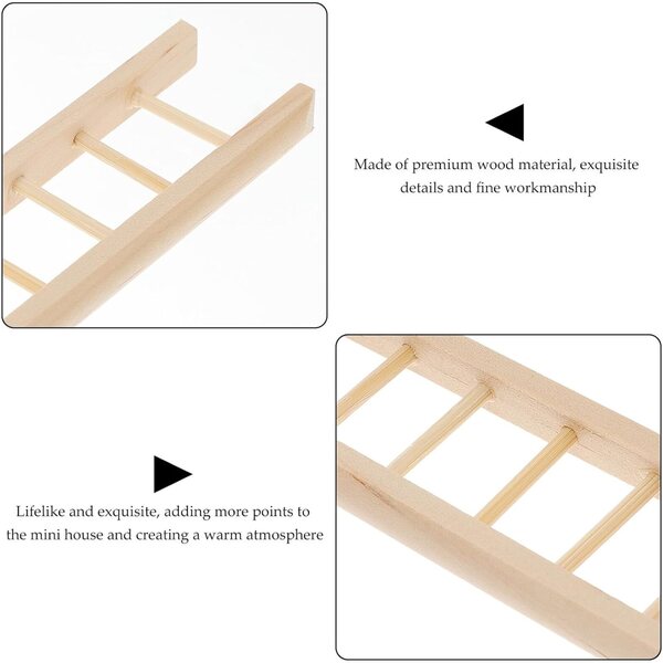 Mini-Treppe aus natürlichem Holz, 2-teilig, für Puppenhaus, leichtes und dekoratives Zubehör
