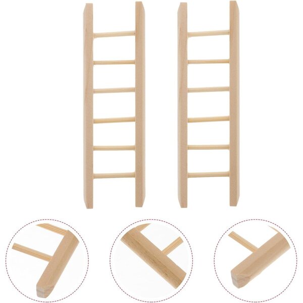 Mini-Treppe aus natürlichem Holz, 2-teilig, für Puppenhaus, leichtes und dekoratives Zubehör