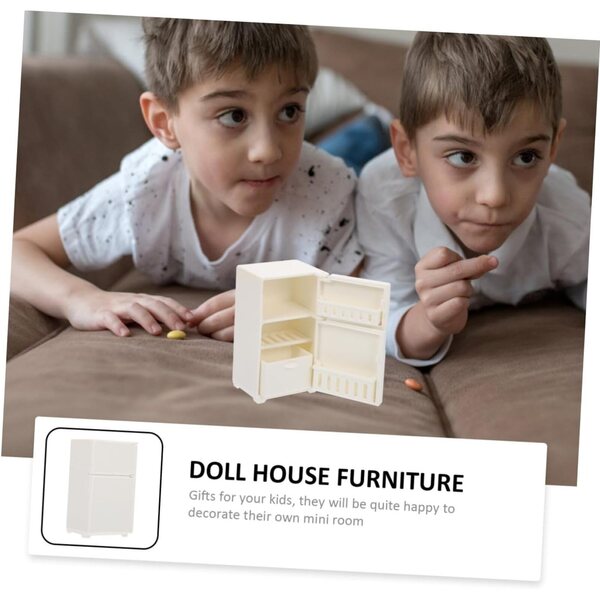 Mini Frigorifero Bianco in Plastica per Casa delle Bambole - Accessorio Decorativo Fai da Te