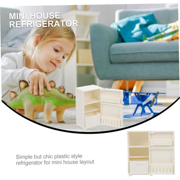 Mini Frigorifero Bianco in Plastica per Casa delle Bambole - Accessorio Decorativo Fai da Te