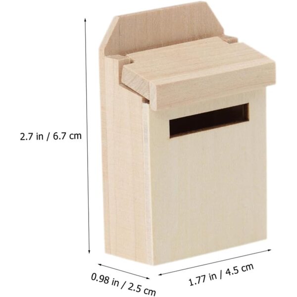 Mini cassetta postale in legno per casa delle bambole, decorazione fai da te 6,9x4,5x2,5 cm