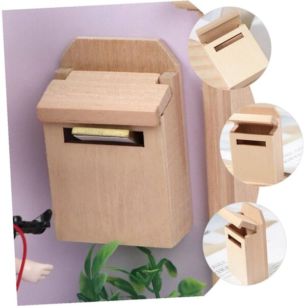 Mini cassetta postale in legno per casa delle bambole, decorazione fai da te 6,9x4,5x2,5 cm