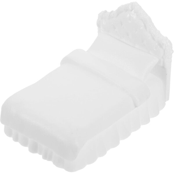 Mini letto matrimoniale Alasum bianco in plastica per casa delle bambole, 8x5,4x5,1 cm