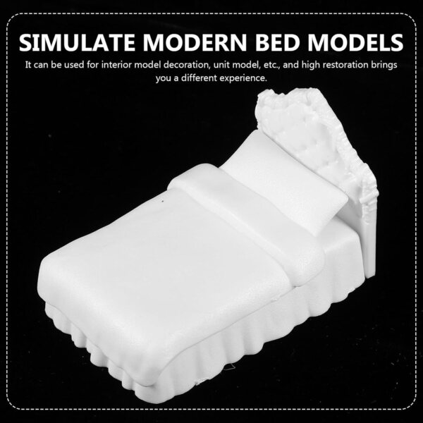 Mini letto matrimoniale Alasum bianco in plastica per casa delle bambole, 8x5,4x5,1 cm