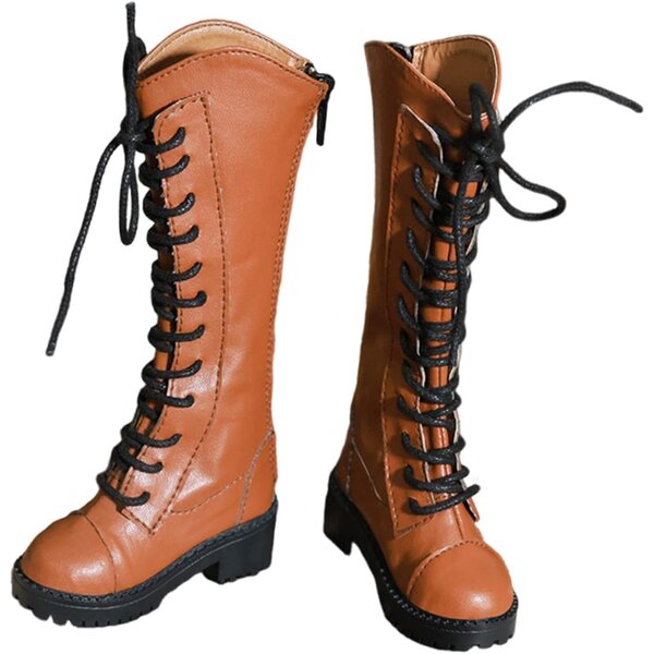 Perfeclan 1/3 Miniaturschuhe für 61 cm große Puppen, elegante braune Stiefeletten