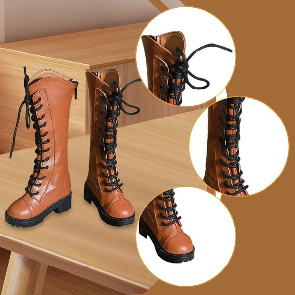 Perfeclan 1/3 Miniaturschuhe für 61 cm große Puppen, elegante braune Stiefeletten