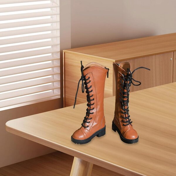 Perfeclan 1/3 Miniaturschuhe für 61 cm große Puppen, elegante braune Stiefeletten