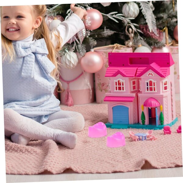 16-teiliges Set Mini-Toilette für Puppenhaus aus rosa Kunststoff, realistisches Badezimmerzubehör