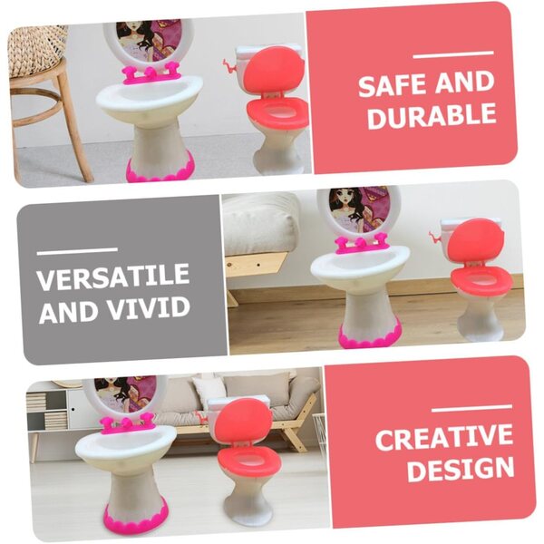 Set Mobili Bagno Miniatura BESPORTBLE con Lavabo e WC per Casa delle Bambole