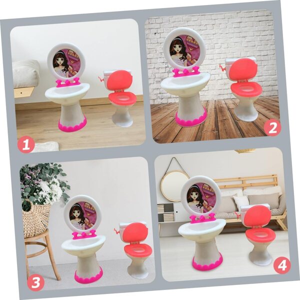 Set Mobili Bagno Miniatura BESPORTBLE con Lavabo e WC per Casa delle Bambole