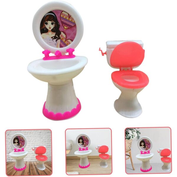 Set Mobili Bagno Miniatura BESPORTBLE con Lavabo e WC per Casa delle Bambole