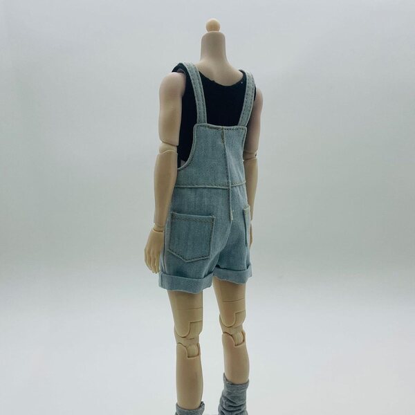 3-teiliges Set aus Overall und Outfit für 1/6 Figuren aus hellblauem, weichem Stoff