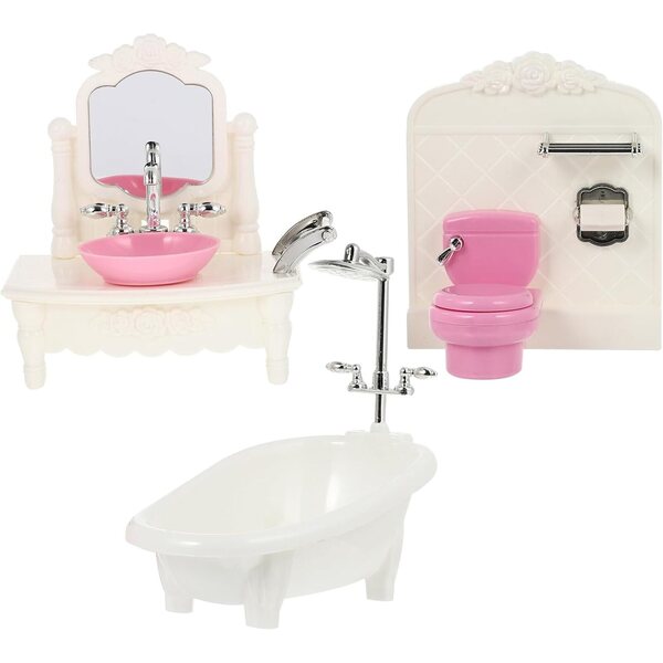 Set Accessori Bagno Miniatura Casa delle Bambole in Plastica Bianco, Decorazioni Fai-da-Te