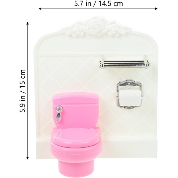 Set Accessori Bagno Miniatura Casa delle Bambole in Plastica Bianco, Decorazioni Fai-da-Te
