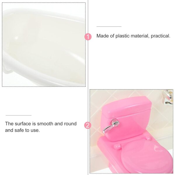 Set Accessori Bagno Miniatura Casa delle Bambole in Plastica Bianco, Decorazioni Fai-da-Te