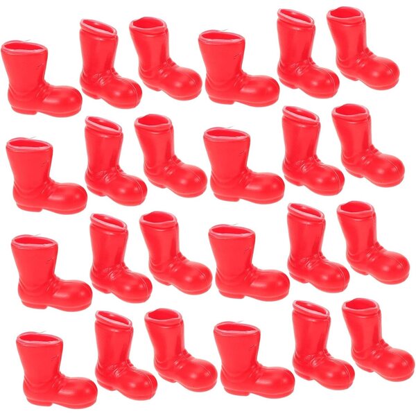 50 Mini Stivali di Natale in Plastica Rossa per Decorazioni e bamboles 2x1,9 cm