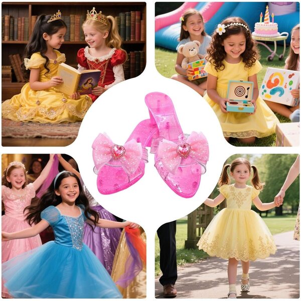 Scarpe da Principessa per Bambine con Tacco Antiscivolo per Cosplay e Feste