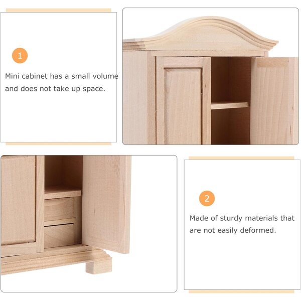 Mobiletto in Legno Miniatura Rosa per Casa delle Bambole Scala 1/12, 15,8x9,2x4 cm