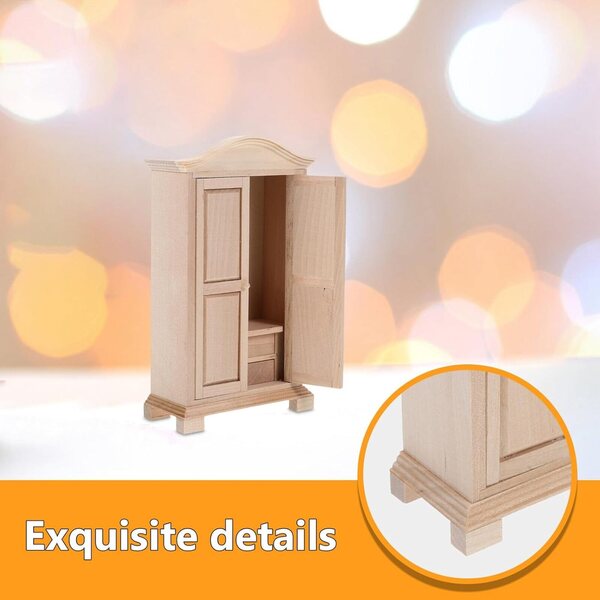 Mobiletto in Legno Miniatura Rosa per Casa delle Bambole Scala 1/12, 15,8x9,2x4 cm