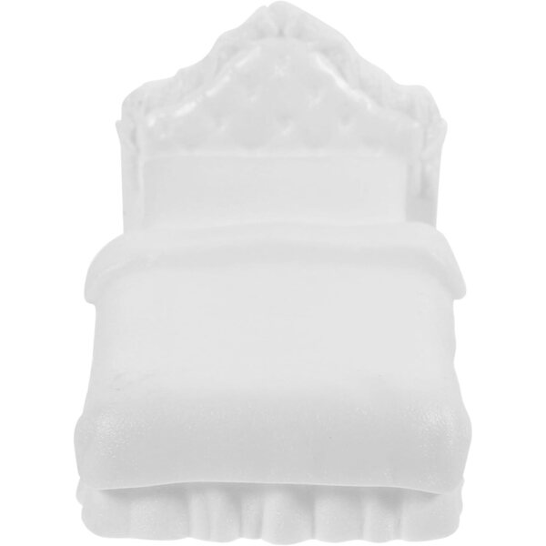 Mini Letto Matrimoniale in Plastica Bianco per Casa delle Bambole 8x5x5 cm