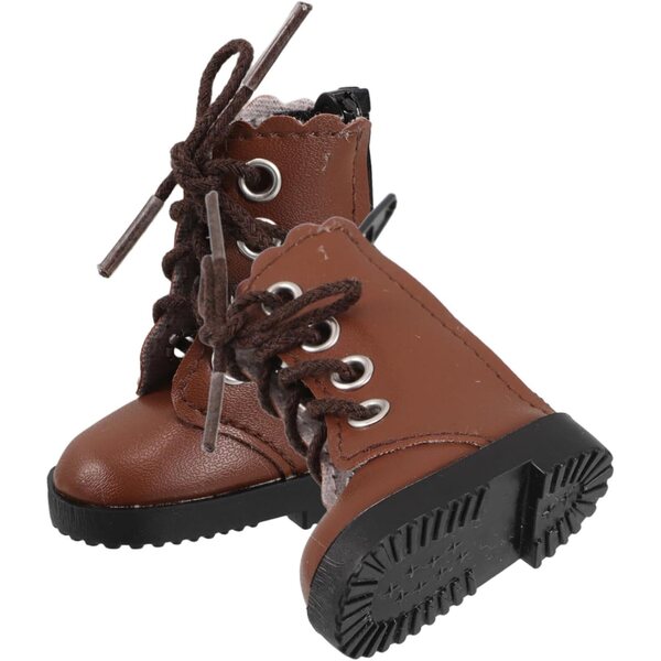 Générique Hohe Schuhe für Puppen aus braunem Stoff – 2 Stück elegante Ministiefel