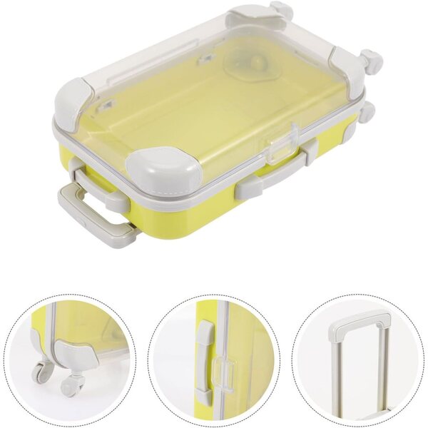 ERINGOGO Mini Valigia per Bambole in Plastica Gialla, Accessorio Decorativo Casa delle Bambole