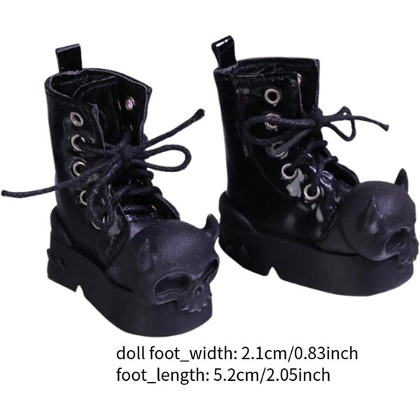 Schwarze lange Stiefeletten für 1/4-Gliederpuppen aus hochwertigem PU