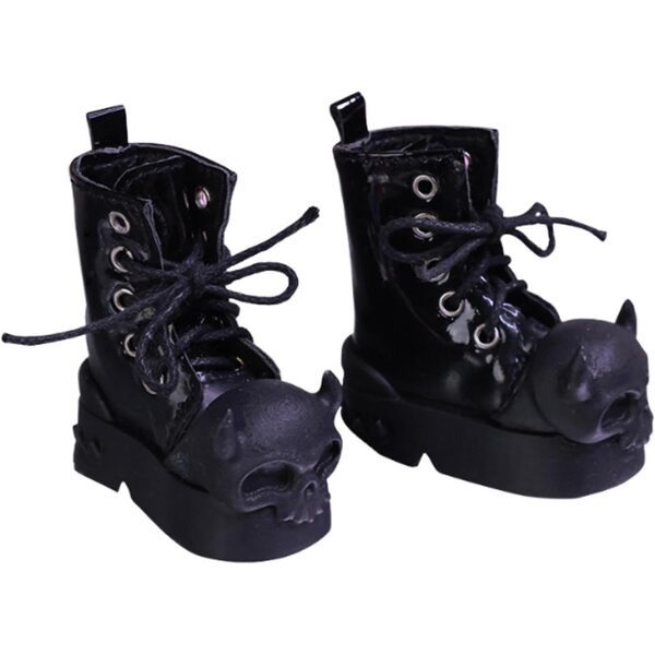 Schwarze lange Stiefeletten für 1/4-Gliederpuppen aus hochwertigem PU