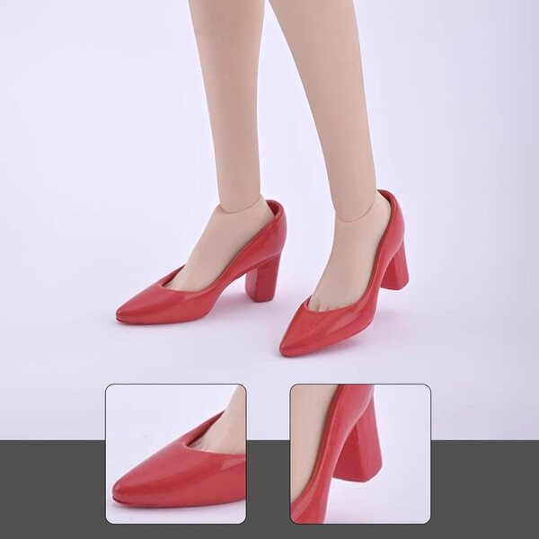 1/6 rote Schuhe mit Absatz für 30,5-cm-Puppen – elegantes PVC-Zubehör